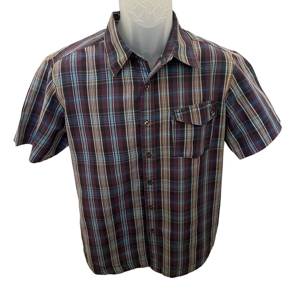 FOX Racing Plaid Button Down Collared Short Sleeve Shirt Men M Medium - Picture 1 of 8